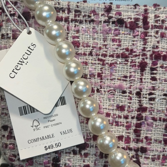 🎁 J. Crew / Crew Cuts Girls' pearl-strap tweed handbag (NWT) - Picture 2 of 2